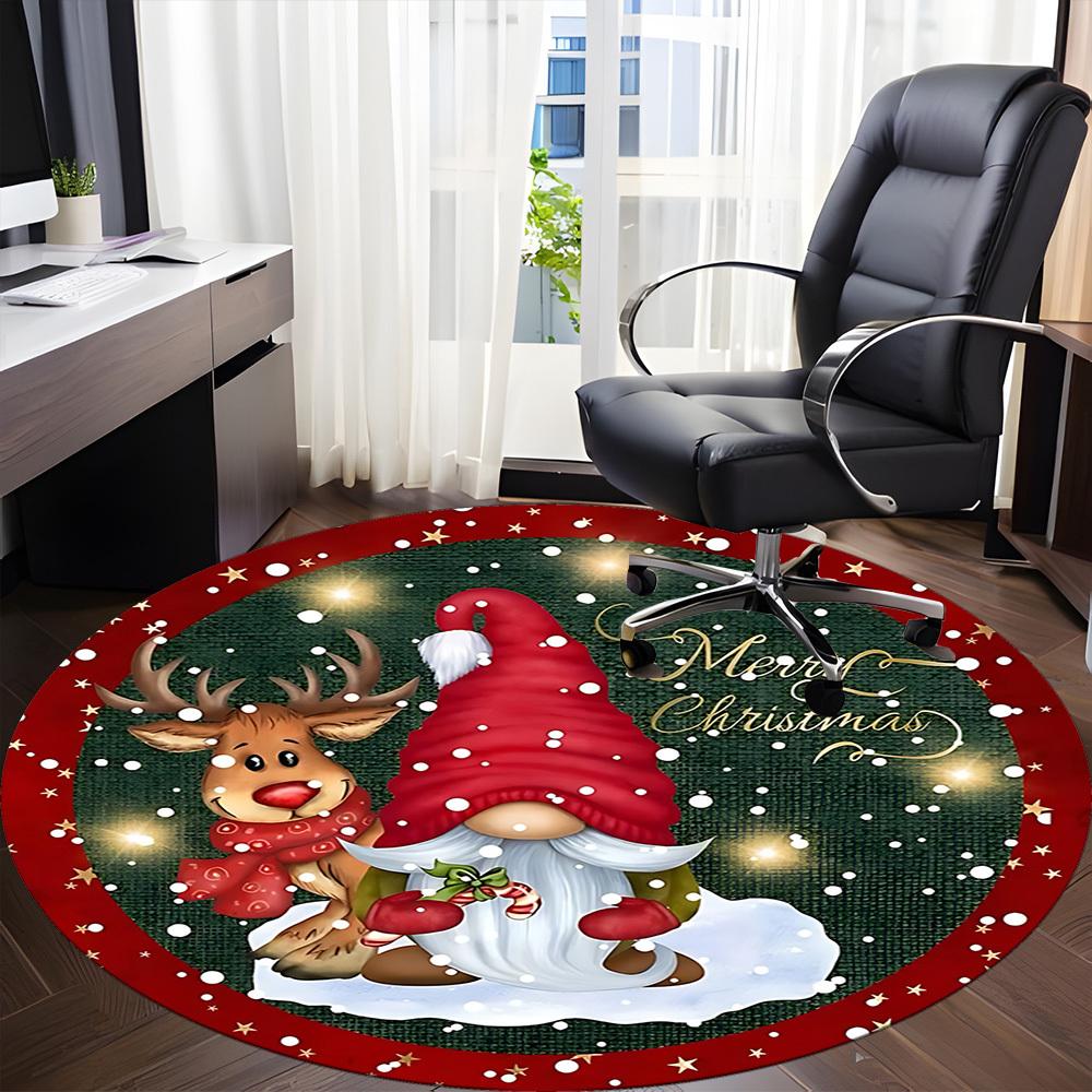 1pc Christmas Santa Chair Carpet for Office, Round Non Slip Durable Large Size Office Carpet, Suitable for Office