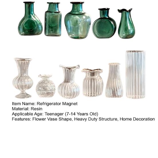 5/10Pcs Mini Vase Refrigerator Magnet DIY Home Office Kitchen Locker Fridge 3D Miniature Resin Flower Vase Pot Magnetic Decoration Ornament