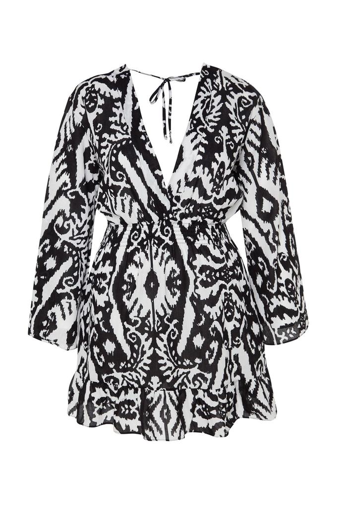 Women's Style Plus Size Dress Black Ethnic Skater Mini Woven Plus Size Beach Dress