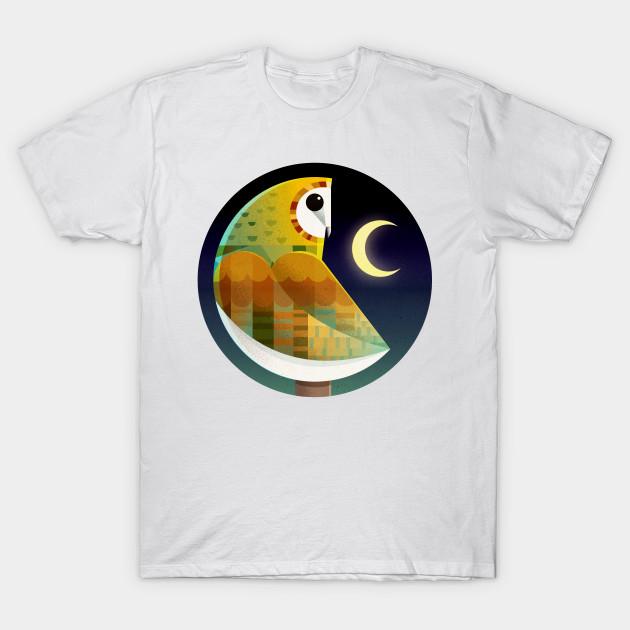 Men Black Print T-shirt Barn Owl No-Cut Transfer Paper Print Cotton Tshirt M