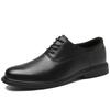 Men's shoes business leather shoes dress casual shoes spring low-top lace-up pure black leather cowhide large size gentleman