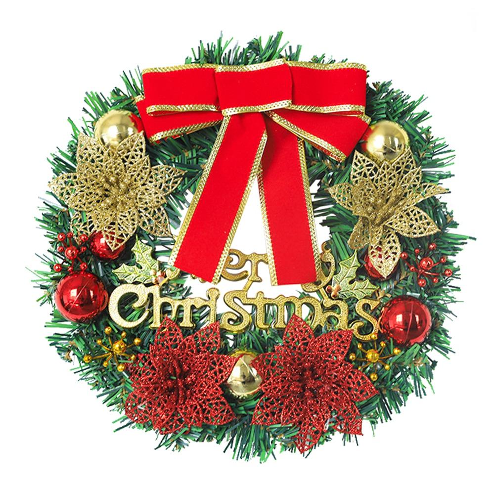 LED Christmas Wreath Big Bowknot Star Artificial Wreaths Merry Christmas Decorative Garland Door Window Wall Hanging Wreaths