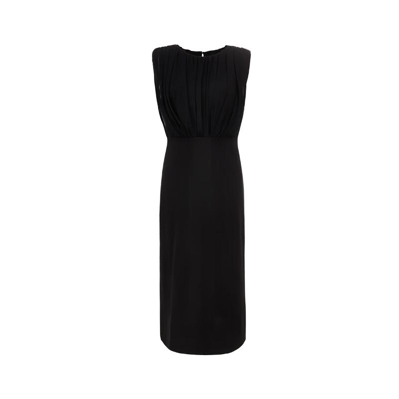 VEROMODA Elegant Mesh Panel Sleeveless Black Dress