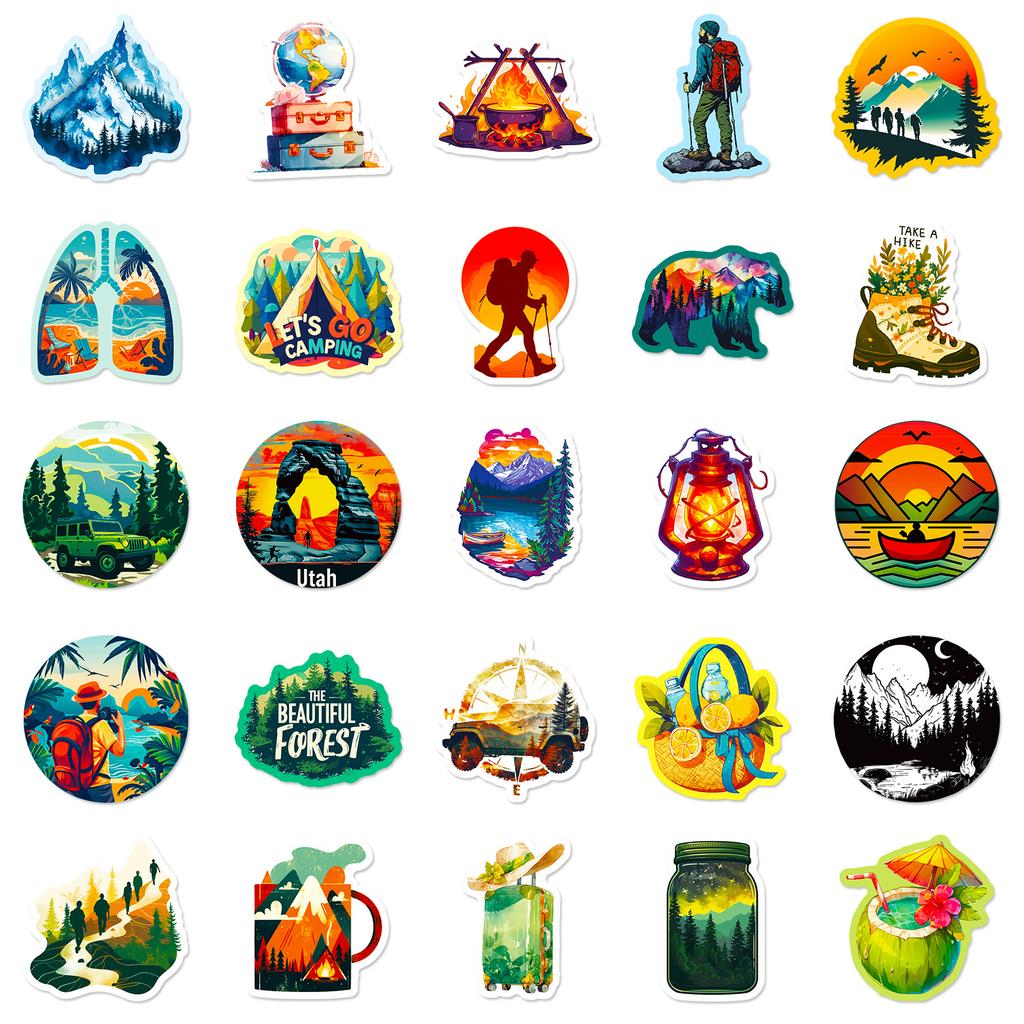 50Pcs Outdoor Hiking Adventure Camping Camping Mountaineering Sports Graffiti Stickers