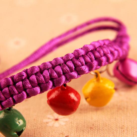 Necklace Adjustable Abrasion Resistance with Bells Woven Rope Pet Collar for Dods