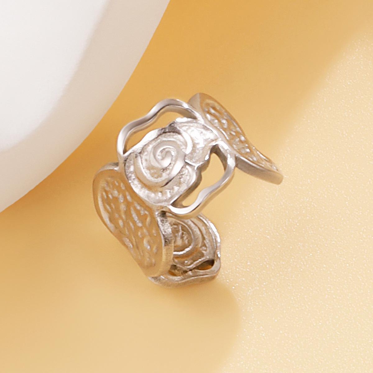 18K Gold Vacuum Plated Retro Flower Ear Cuff Earring - Stainless Steel Clip-on Hot Seller.