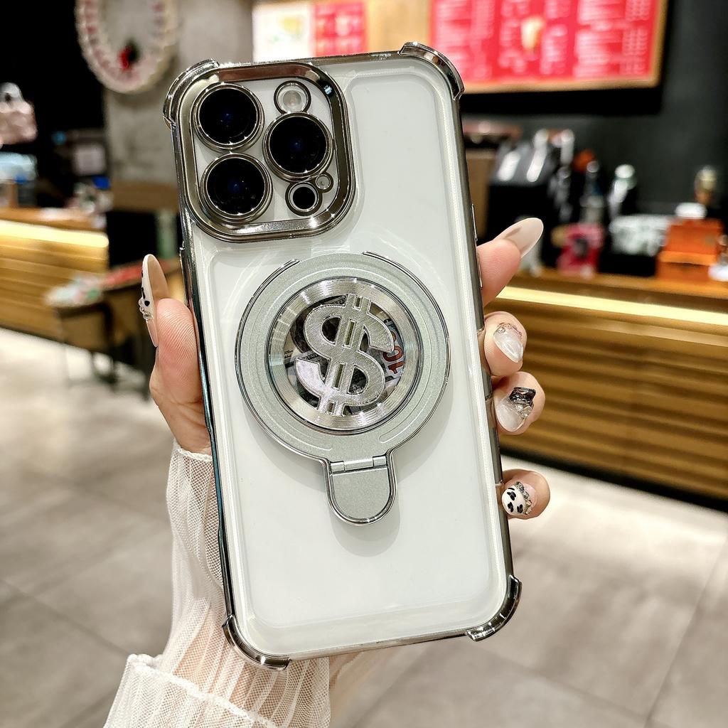 Applicable To IPhone16 Mobile Phone Case 16E Magnetic Metal Bracket Apple 15promax Four Corner Airbag Anti-fall Cover