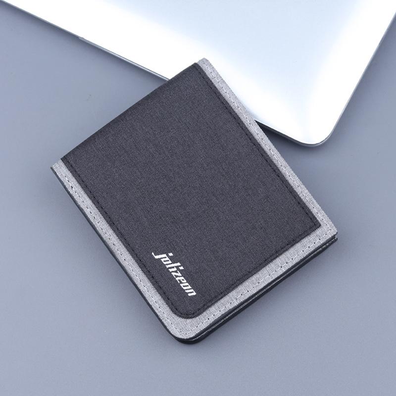 Men's Canvas & Leather Bi-Fold Wallet with Anti-Demagnetization Card Holder