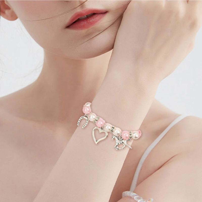 Lightweight Adjustable Chain Bracelet With Sparkling Star Elf Charm Faux Pearls Design For Casual Party Occasions