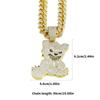 Coole Bärenanhänger-Halskette für Männer Kubanische Gliederkette Vergoldet/Versilbert Diamantenkette Halskette Hip Hop Party Schmuck