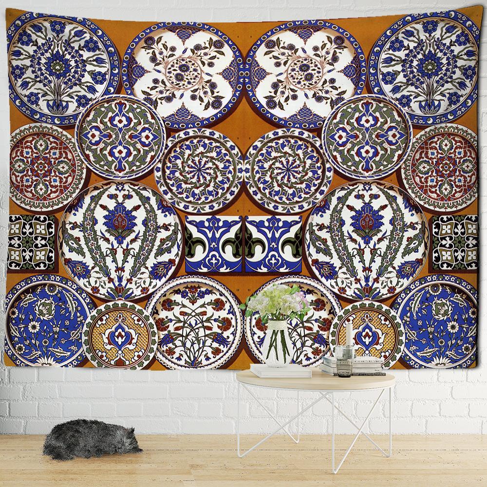 Disc Ornament Pattern Tapestry Psychedelic Witchcraft Boho Aesthetic Room Art Wall Hanging Bedroom Decor