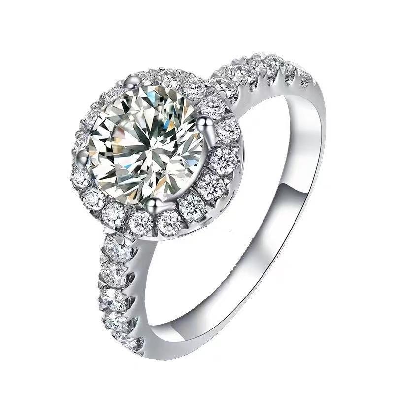 18K Gold Round Moissanite Ring with D Color Super White Moissanite and Diamond Certificate 3 carat Moissanite