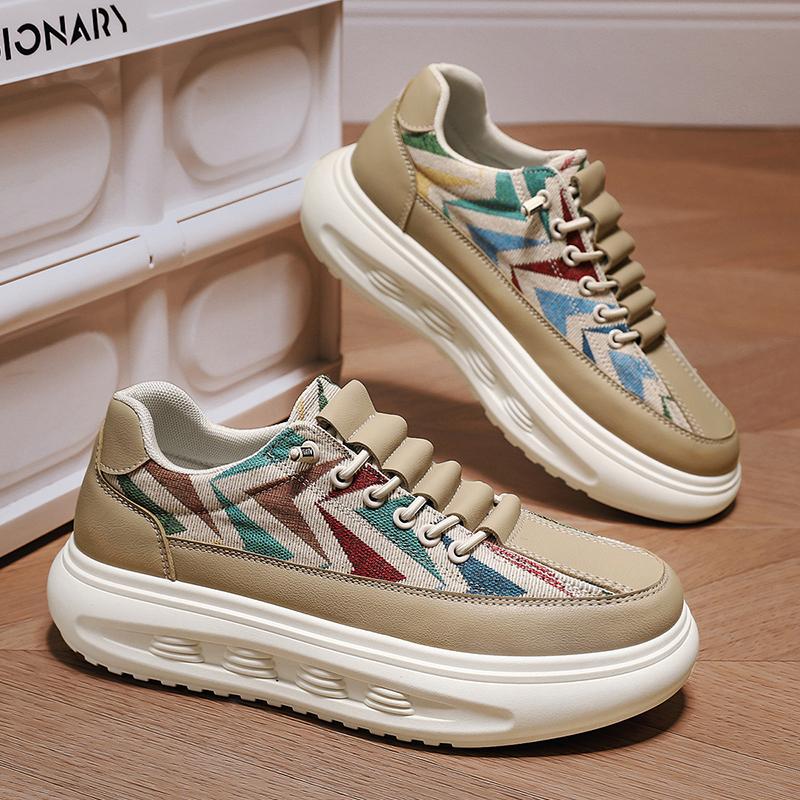 

Новый стиль, повседневная обувь для мужчин, модные римские парусиновые кроссовки, мужские вулканизированные мужские туфли на платформе в британском стиле, уличный стиль 44 коричневый