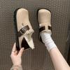 Fleece Boken shoes women's 2025 new autumn and winter women's shoes fleece retro one-pedal lazy single shoes fluffy shoes