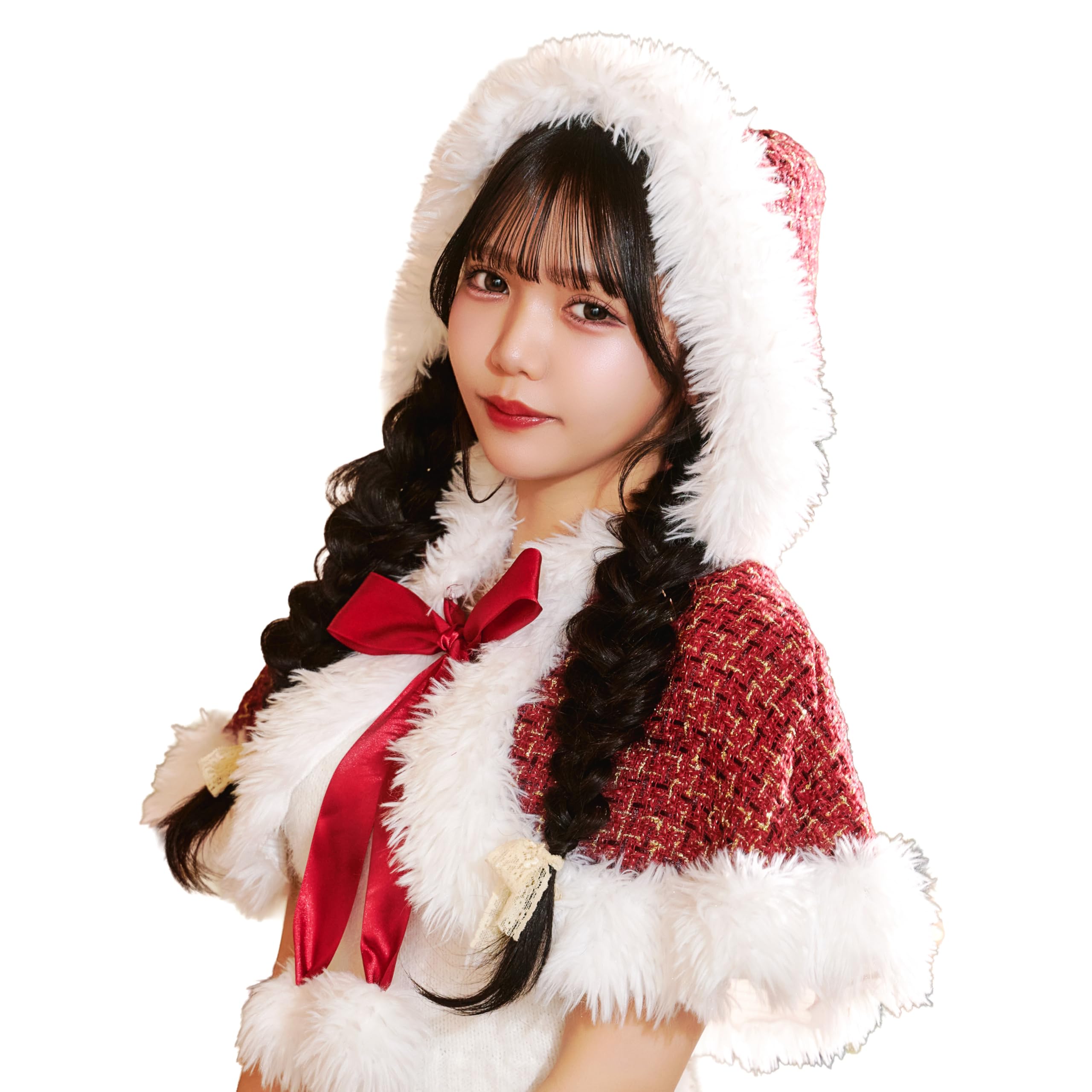 

Красное женское кейп из рождественского твида с прозрачными камнями Санта,