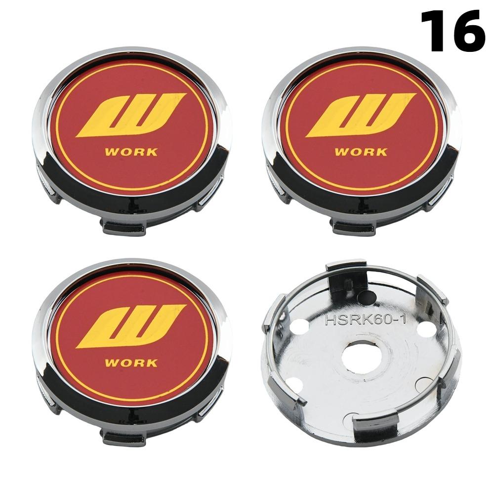 4PCS OD 60MM / ID 56MM Cap For Rims WORK EMOTION EQUIP MEISTER VS Emblem Wheel Center Cap Sport Car Logo Wheel Cover Hub Caps