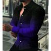 Men Ombre Gradient Tone Slim Long Sleeve Shirts