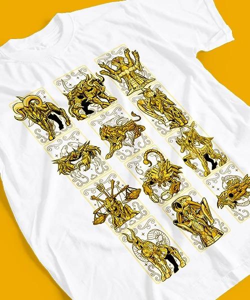 Saint Seiya Gold Saints Athena Exclamation T-Shirt, Unisex Classic Anime Fan Streetwear Tee, 100% Cotton Casual Short Sleeve Top