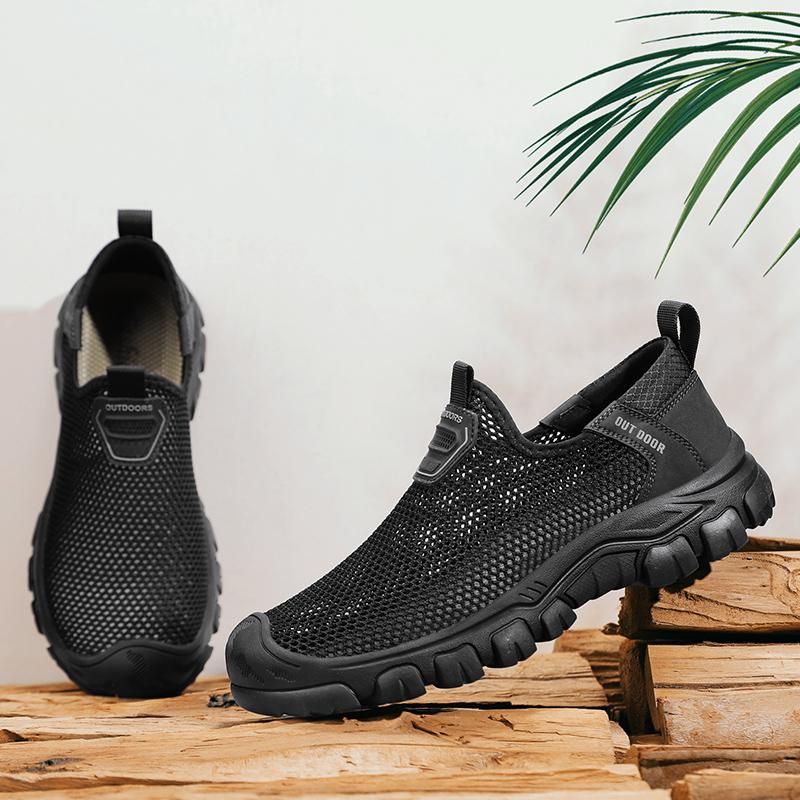 

Летние мужские сандалии из перфорированной кожи, слипоны, пляжные сандалии, с закрытым носком, спортивная обувь для улицы, ручная работа, сетчатая обувь 39