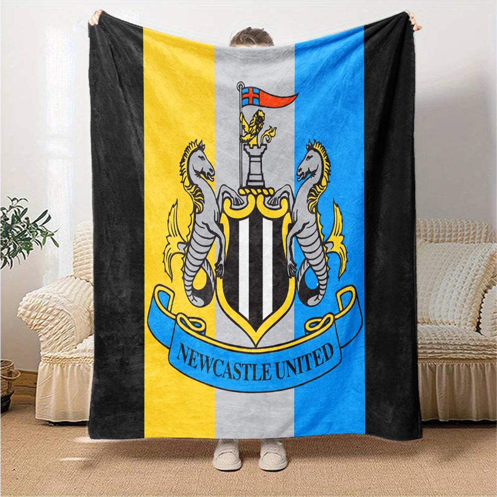 Coperta in Flanella con Stemma del Newcastle United, Poliestere Morbido, Design Moderno, Per Tutte le Stagioni, per Campeggio, Viaggi, Regali per le Feste o Compleanni
