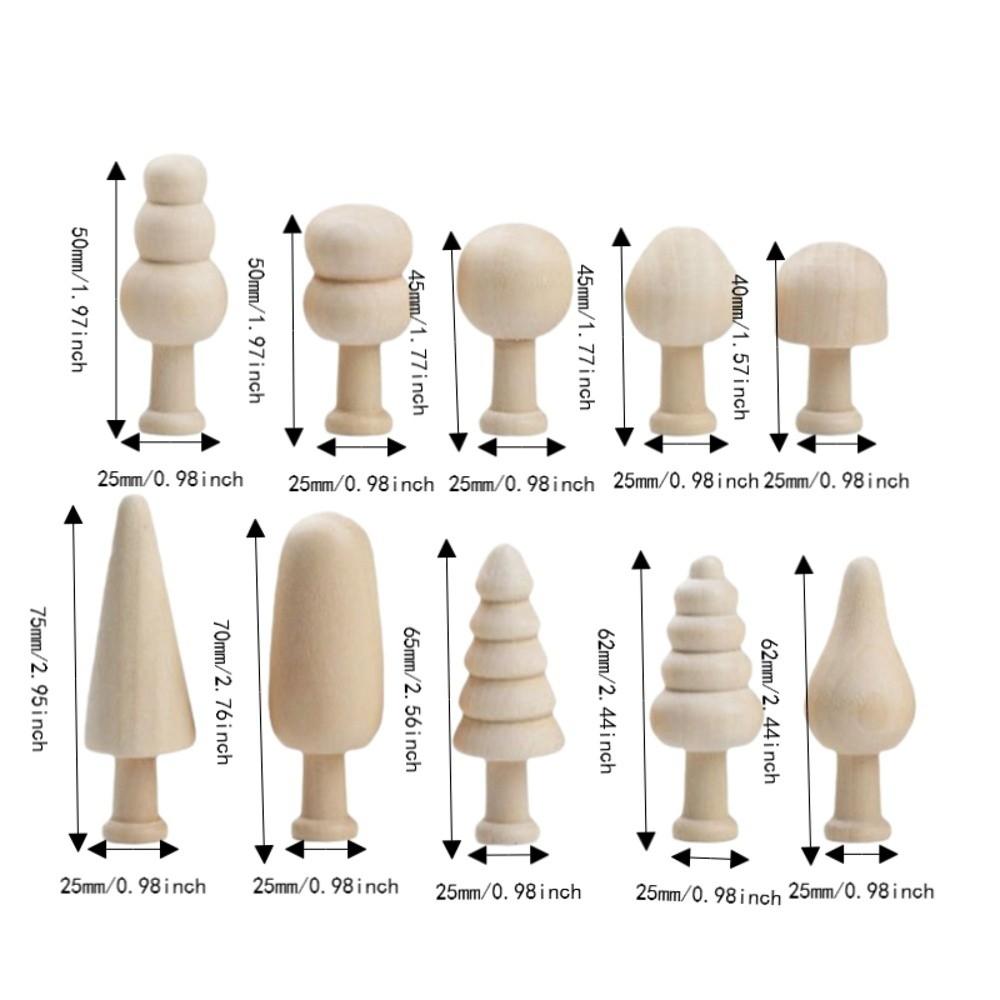 20 Pcs 25mm Blank Wooden Peg Trees Smooth Edges Mini Wooden Pendants Home Holiday Decoration
