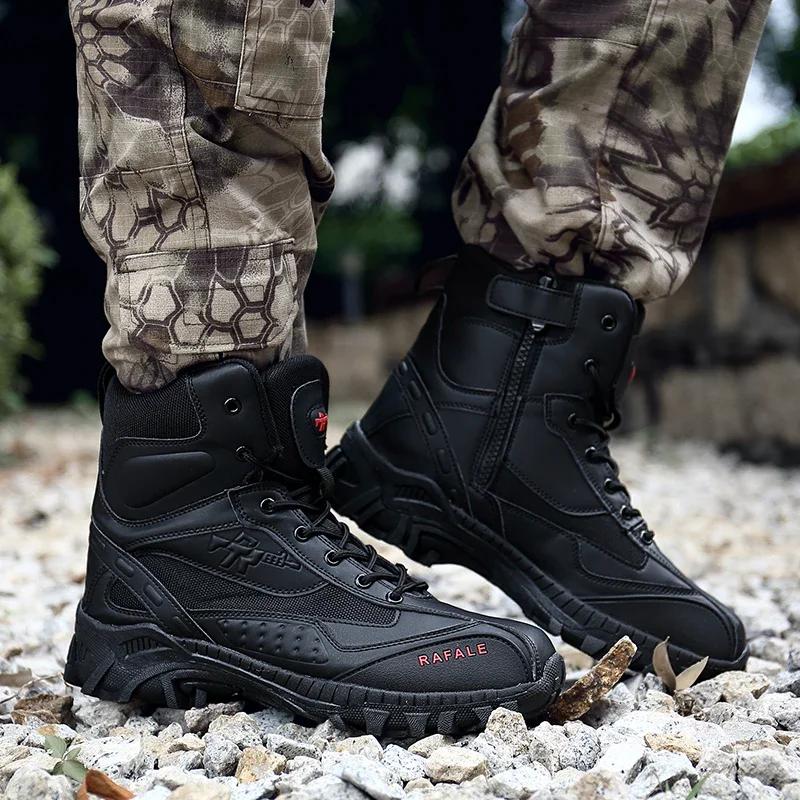 Men Tactical Boots Waterproof Hunting Hiking Shoe Lace Up Motorcycle Brand Size Plus Desert Unisex Army Boot Male Climbing Shoe