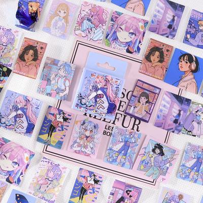 46/60 Stück kleine Sticker in Schachtel, süßes Vertrautes Mädchen, dekorative Sticker, Scrapbooking, Etiketten, Tagebuch, Briefpapier, Album, Journal, Planer