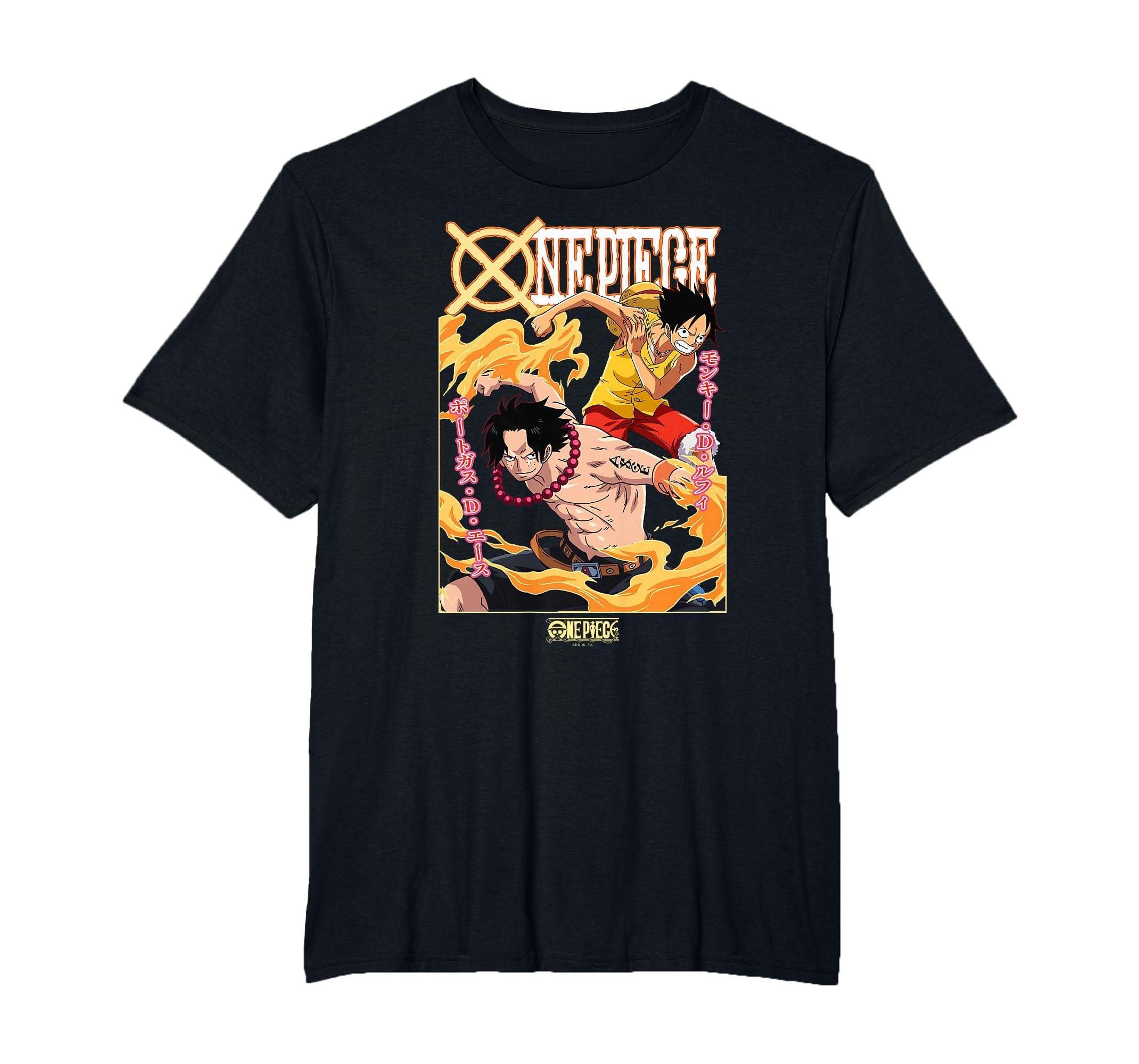 

2026 Summer ONE PIECE Anime Luffy and Ace Printed Loose Shortsleeved Pure Cotton Childrens Tshirt Tide Unisex Casual Y2k S