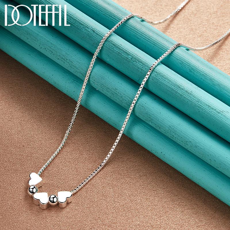 Colar Romântico Coração Corrente Cobra Prata Esterlina 925 Presente Charm Joia