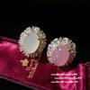 Kaiserliches Brasilien Rosa Lila Chalcedon Edelsteinring, Meerjungfrauentränen, Tahitianischer Ragon Platin Grau Perlen Halskettenring