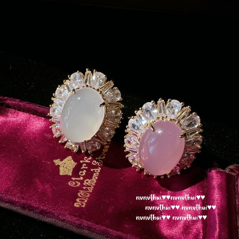 Kaiserliches Brasilien Rosa Lila Chalcedon Edelsteinring, Meerjungfrauentränen, Tahitianischer Ragon Platin Grau Perlen Halskettenring