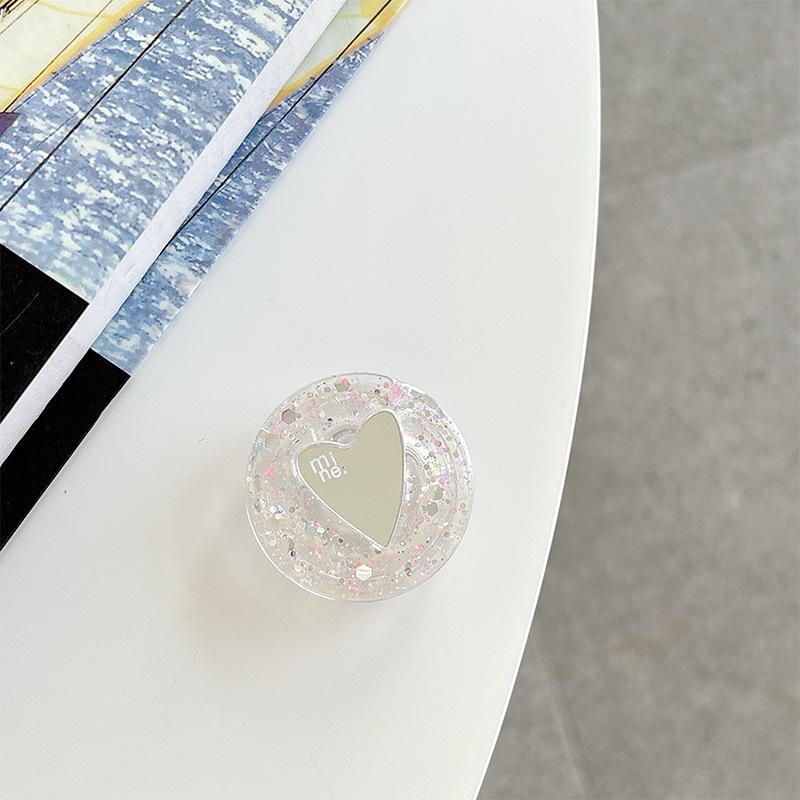 Rhinestone Magnetic Epoxy Sequins Love Mirror Mobile Phone Airbag Holder Retractable Wind Paste Ring Buckle