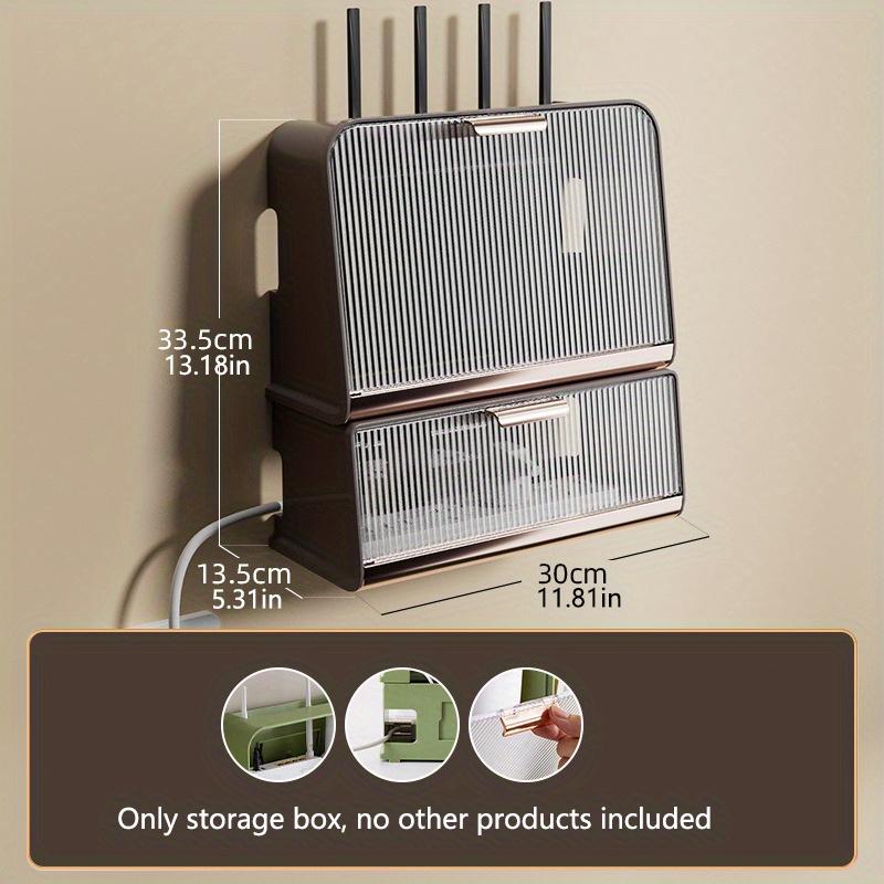 

2 шт./1 комплект, пластиковый штабелируемый настенный ящик для хранения маршрутизатора Wi-Fi, теплоотвод, воздухопроницаемость, пыленепроницаемый прозрачный кронштейн, органайзер для проводов питания. кофейный