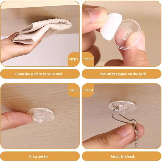 200 Pcs Adhesive Ceiling Hooks, Self-Adhesive No-Drill Hanging Hooks, Damage-Free Removable Small Things for Ceiling Decor Party Wedding Festival