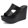 Sandales à talons hauts pour femmes, chaussures d'été à plateforme, à la mode, rouge, noir, blanc, grande taille