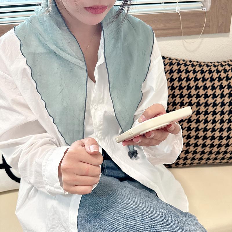 Solid Color Triangular Scarf Sweet Japanese and Korean Style Pendant Scarf Women's Thin Scarf Headscarf