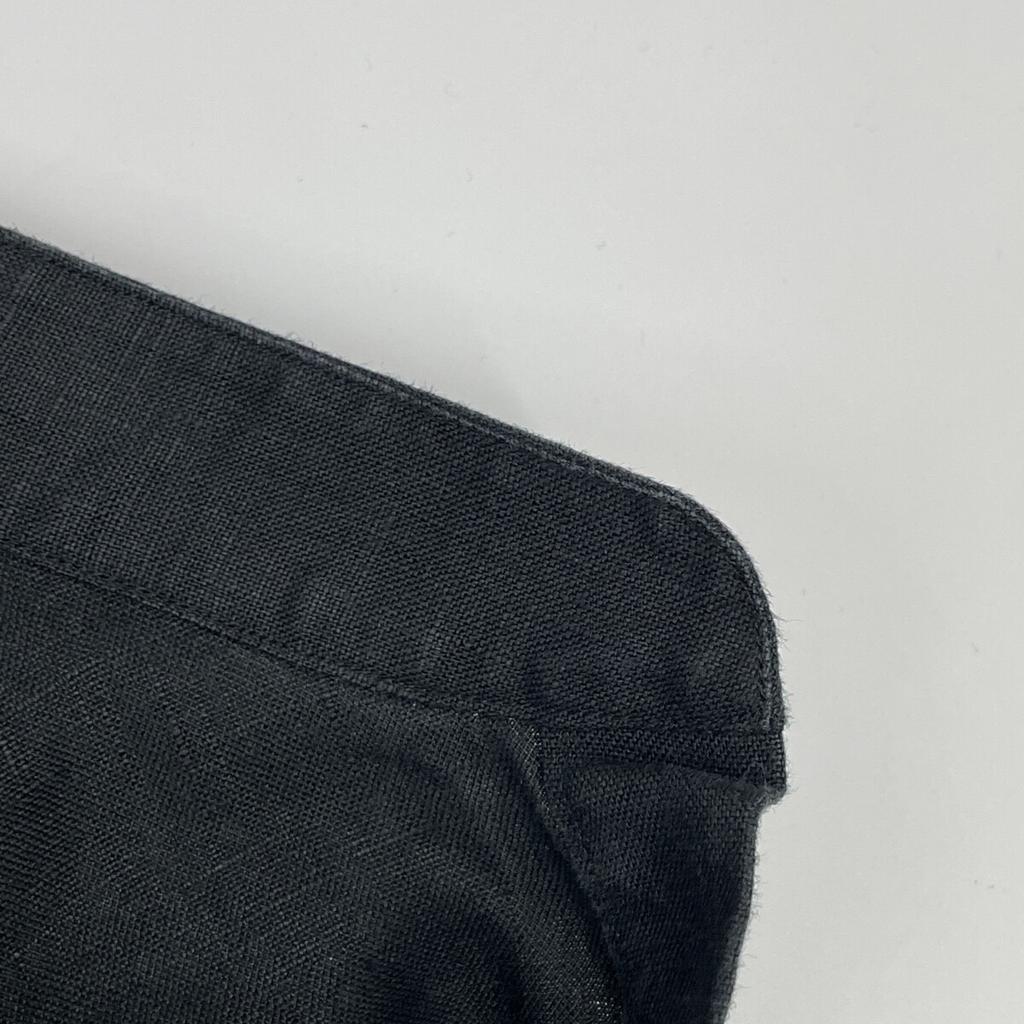 ORIAN KF99F Black Linen Washed Band Collar Long Sleeve Shirt tops XL blackUsed
