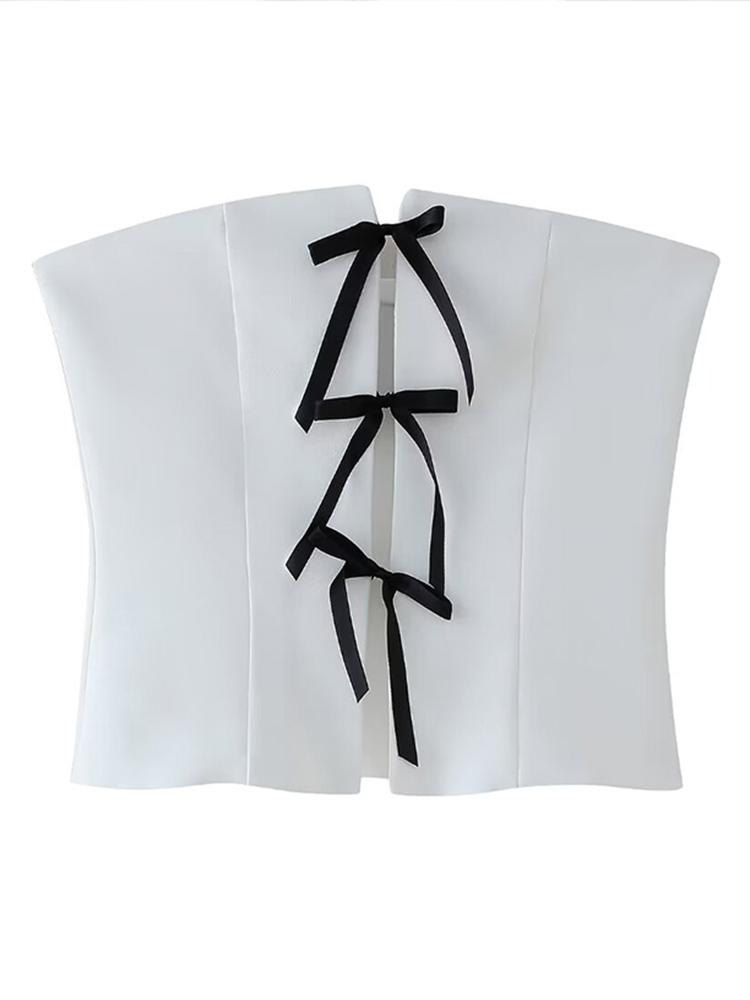 

Женский топ со шнуровкой и открытой спиной, без рукавов, бандажный женский жилет с бретельками, вырезанный на лето, пляжная одежда M белый