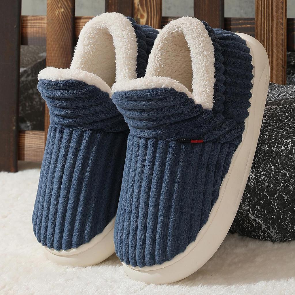 Comfort Plus Velvet Cotton Slippers with Heel Cover - Cozy Indoor Winter Footwear for Couples