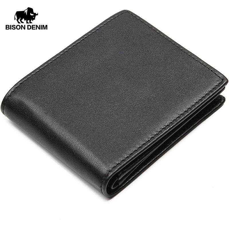 Bison Denim Portfel męski w stylu vintage z blokadą RFID Portfel z prawdziwej skóry o dużej pojemności i krótkiej konstrukcji