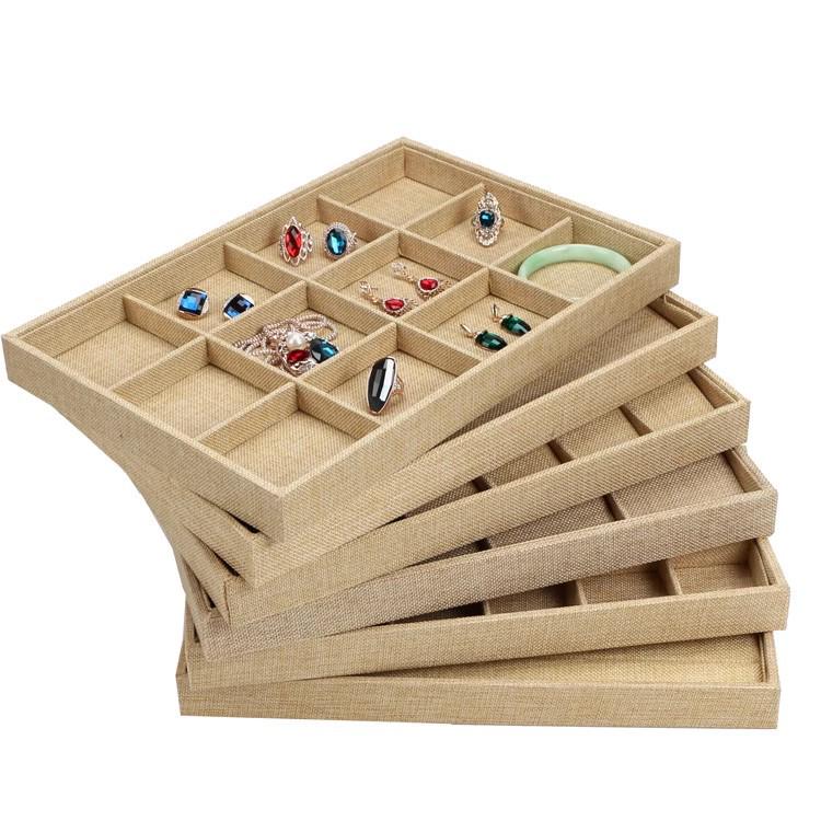 Jewelry Display Tray with Cross Ring Storage for Bracelets & Earrings