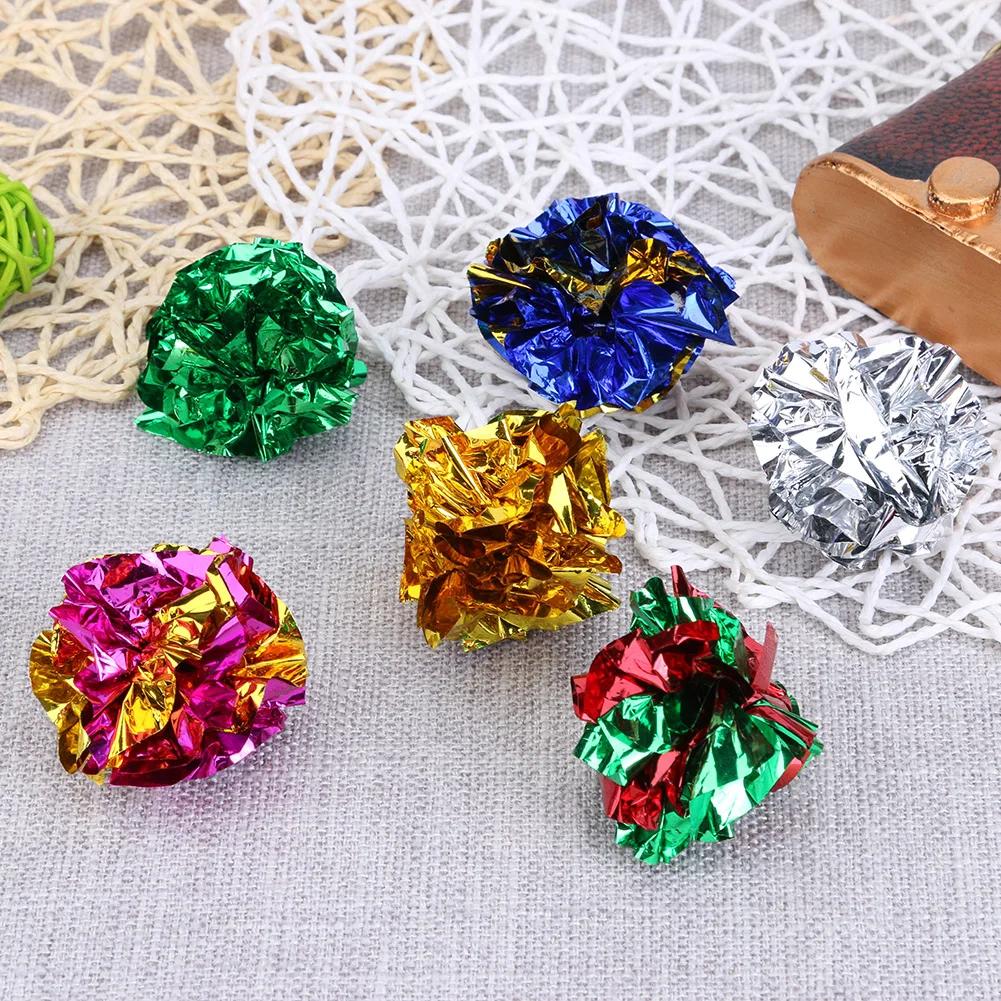 24/12Pack Colorful Crinkle Balls Sound Tin Paper Toy for Cat Durability Vocalization Dolls Playing Interactive Bite Squeak Toys