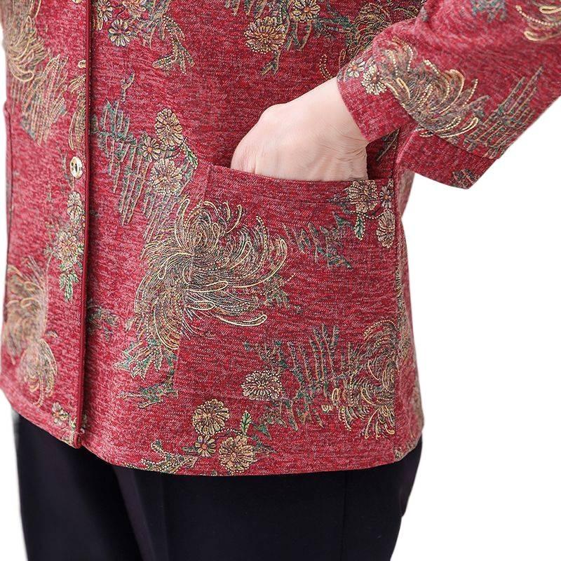 Elderly Women's Spring & Autumn Wear: Long-Sleeve Shirts & Thin Jackets for Mothers & Grandmothers