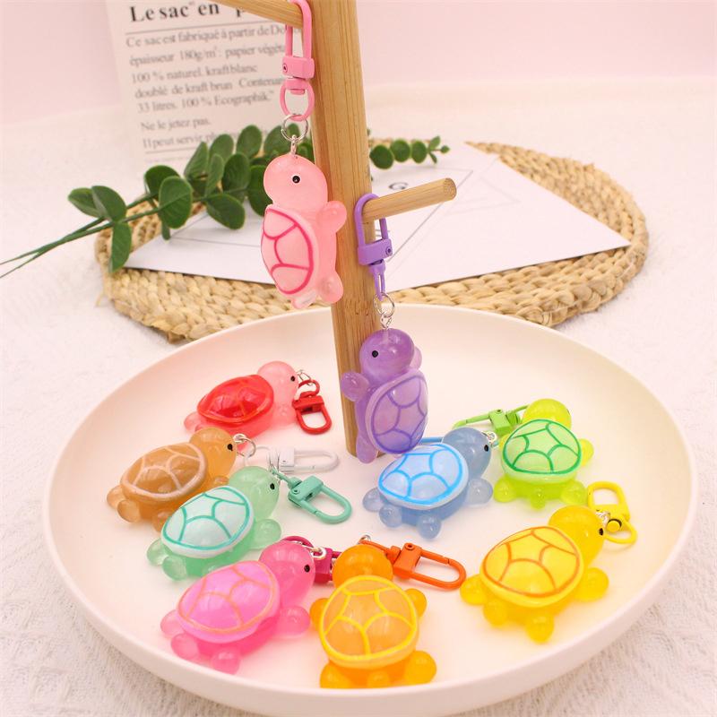 Cartoon Luminous Turtle Keychain Pendant Creative Kawaii Animals Key Ring Backpack Decoration Accessories Birthday Gifts