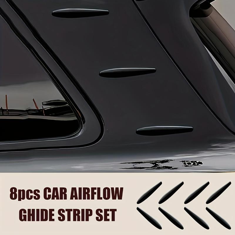 8pcs Combat Sports Decorative Strips - ABS Polished Car Trim for Front & Rear, Easy Peel & Stick Fit чёрный