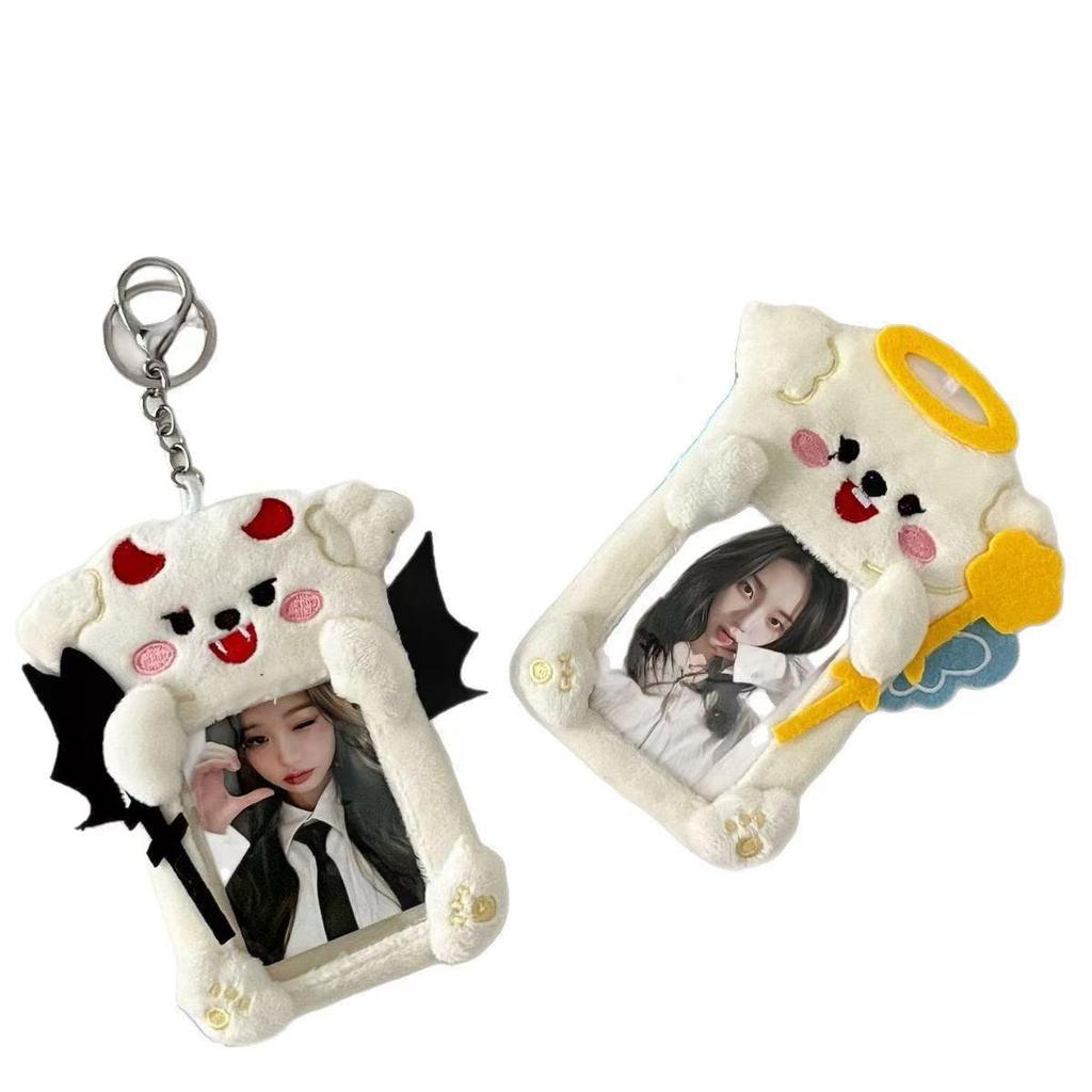 Angel & Devil Plush Card Holder: Korean Style Polaroid & Idol Photo Display Pendant for Couples