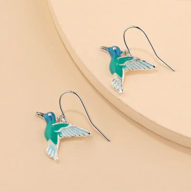 Blue Gradient Mini Hummingbird Necklace & Fresh Spiritual Earrings