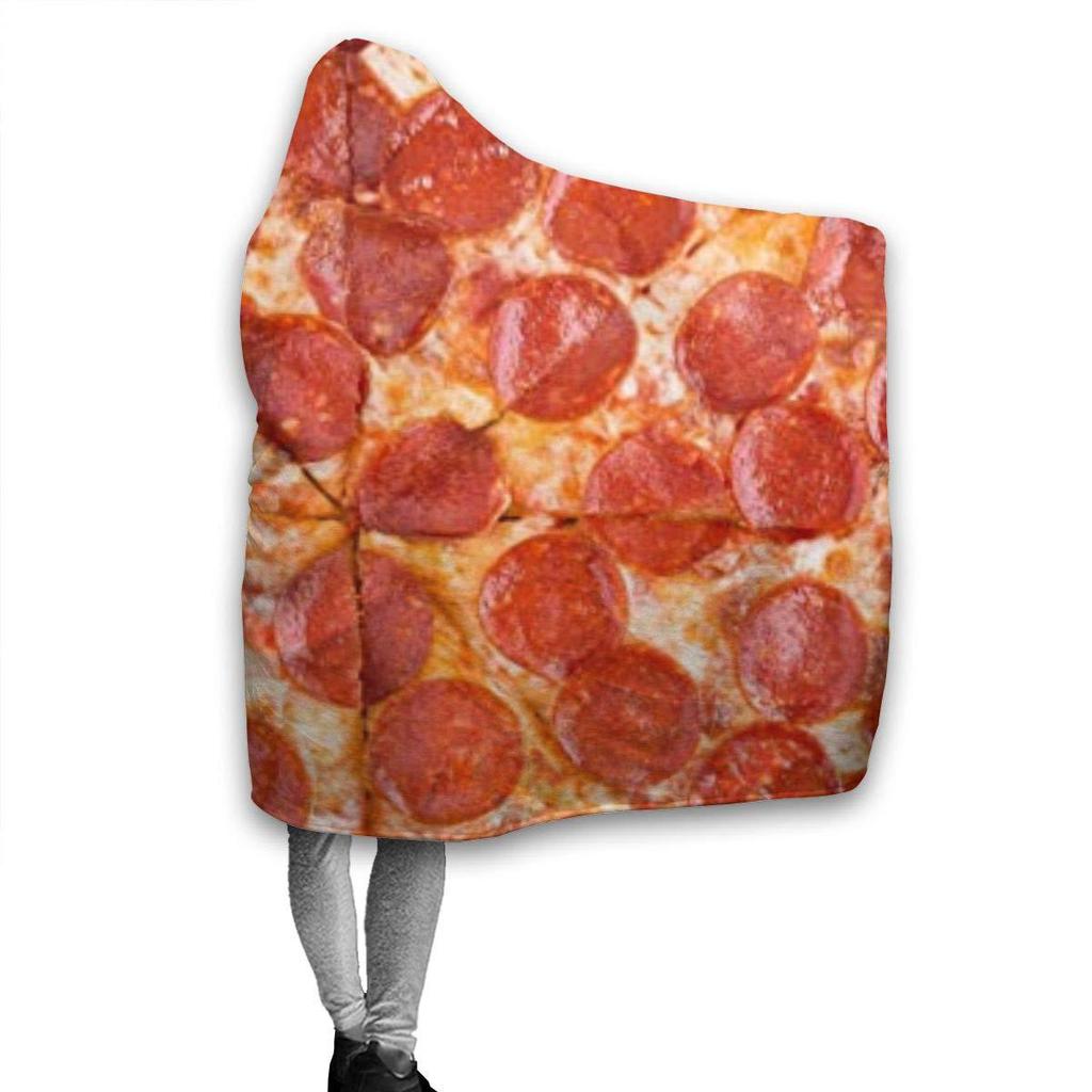 Pizza Gourmet Printing Soft Flannel Warm Hooded Blanket Home Outdoor Office Essential Blanket