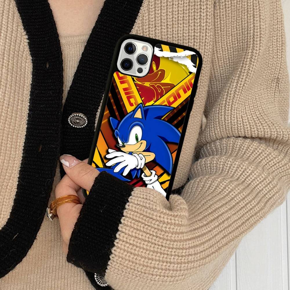 S-SonicS Anime For IPhone 17 16 15 14 13 12 11 Pro Max Plus Shockproof PC+TPU Phone Back Cover