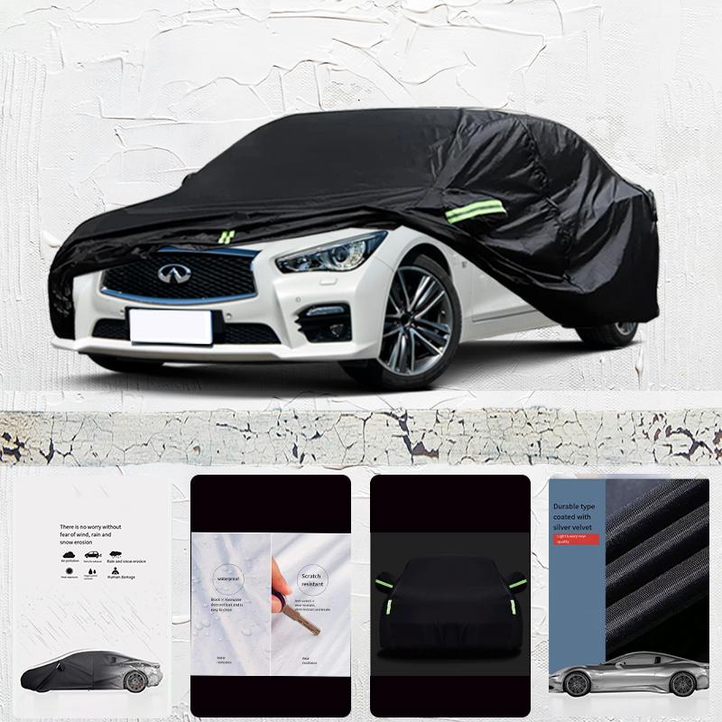 Для Infiniti Q50 подходит Наружная защита Полный чехол для автомобиля Снежный чехол Солнцезащитный Водонепроницаемый Пылезащитный Внешний чехол для автомобиля Черный